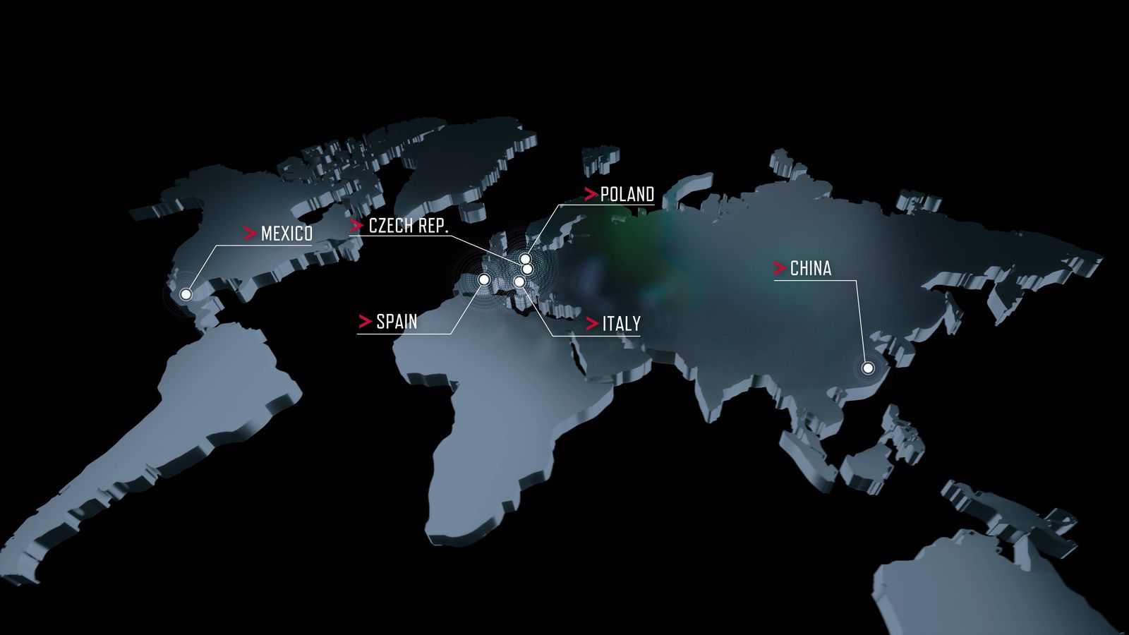 Mapa de las plantas de Draxton en el mundo